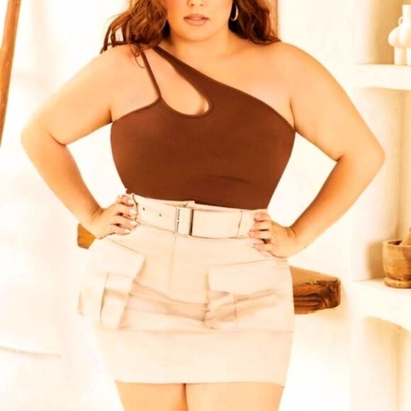 ASYMMETRIC versatile chocolate plus size top sz.3x - Picture 1 of 8